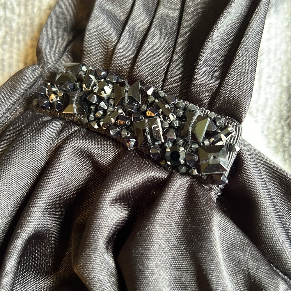 BCBGMAXAZRIA One Shoulder Little Black Dress With Jewel detail. Size Large - Picture 7 of 15